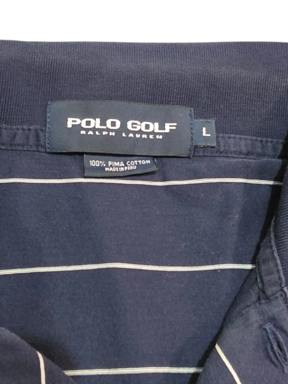 Vintage Ralph Lauren Golf Polo Shirt Mens L Navy Pima Cotton Preppy Old Money